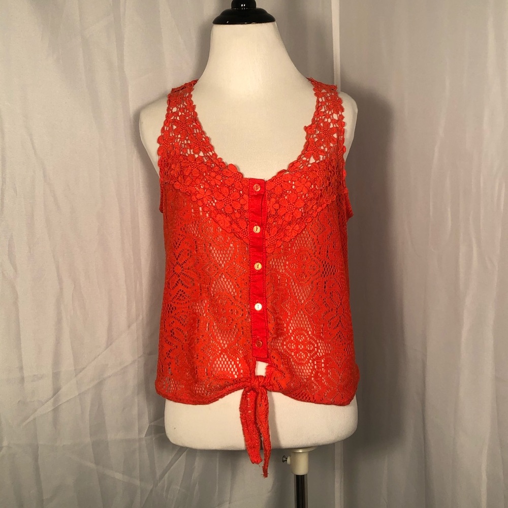 Charlotte Russe Orange Crotchet Tank Medium